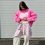 Casual Love Print O-neck Long Sleeve Sweater image 1