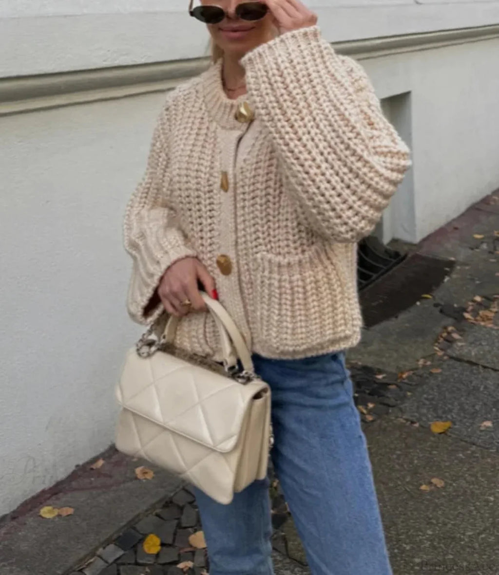 Casual O-Neck Long Sleeve Pocket Cardigan image 2