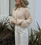 Casual O-Neck Long Sleeve Pocket Cardigan image 4