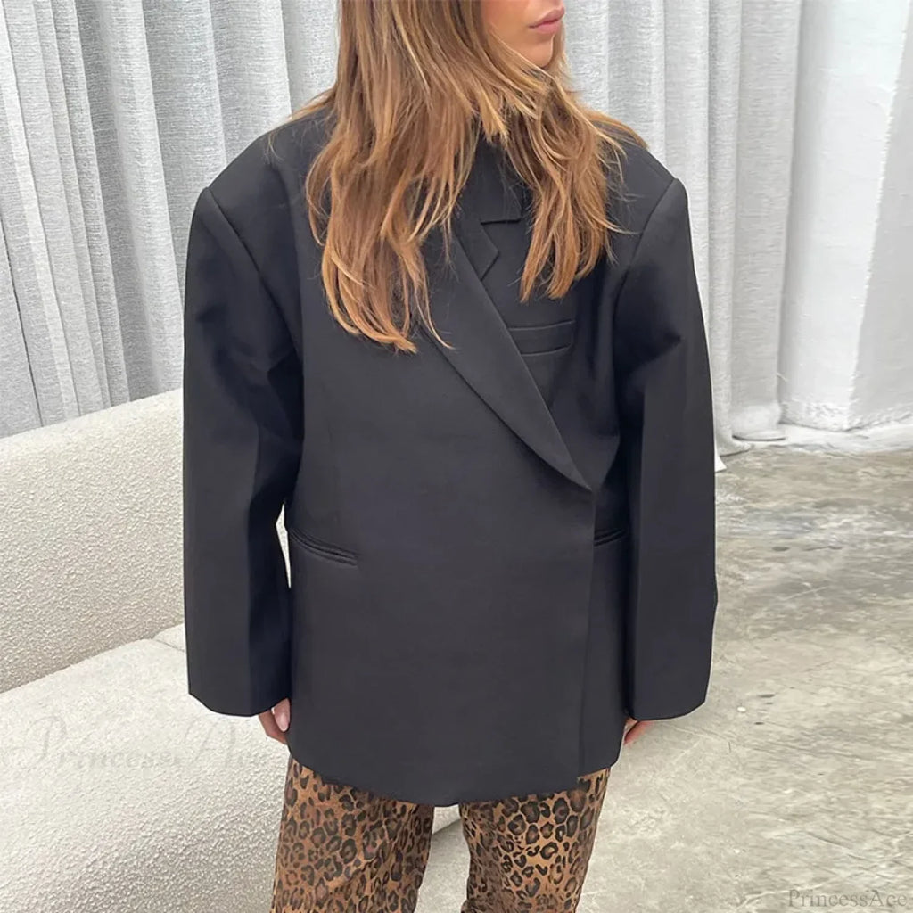 Casual Oversized Luxury One Button Notched Slit Shoulder Pads Blazer image 8