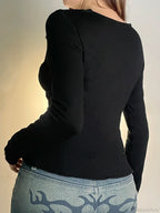 Casual Patchwork Lace Slim V-Neck Long Sleeve Knit Top image 2