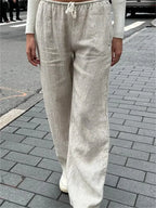 Casual Pinstripe Drawstring Loose Straight Street Pants image 3