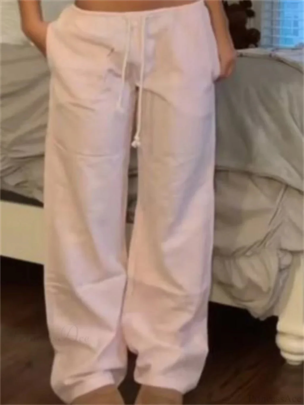 Casual Pinstripe Drawstring Loose Straight Street Pants image 2