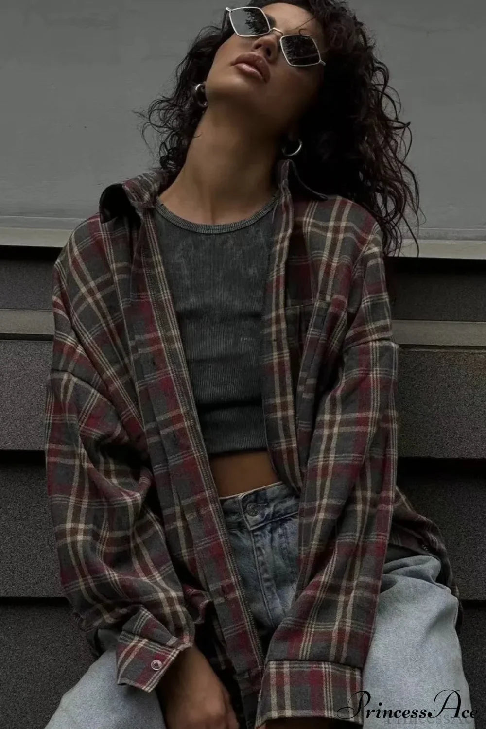 Casual Plaid Lapel Shirt Blouse image 1