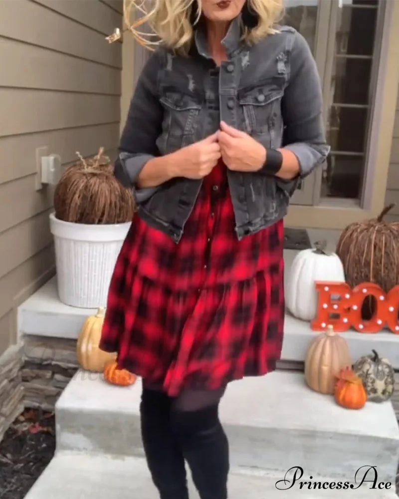 Casual Plaid Shirt Dress image 2