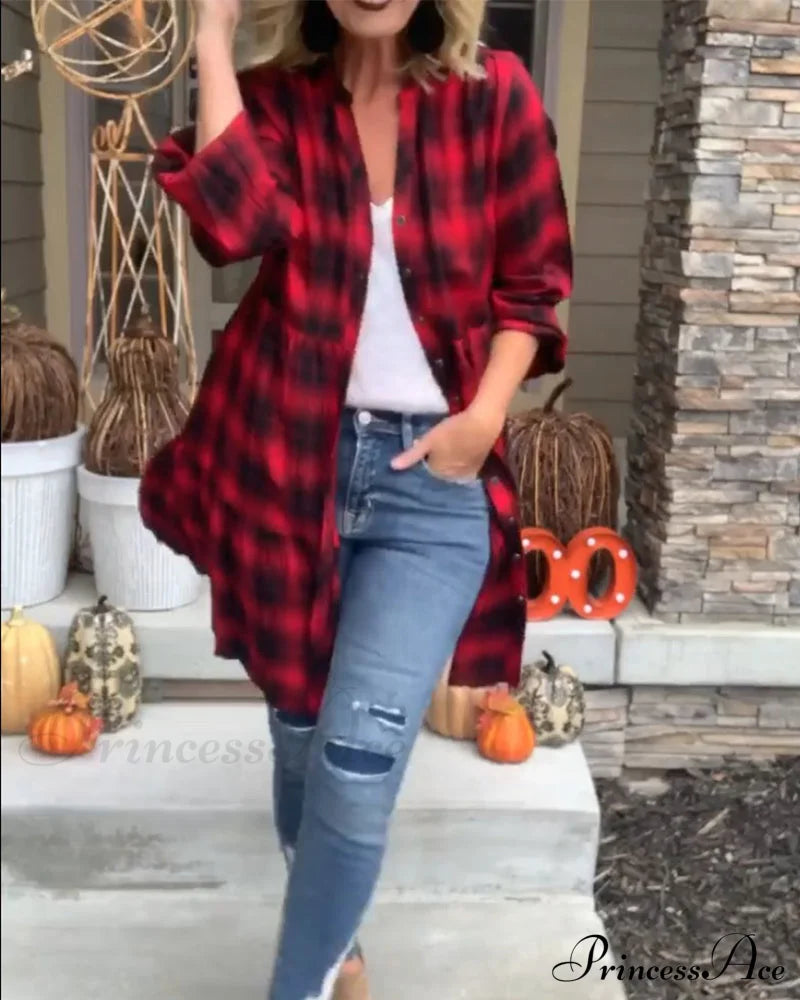 Casual Plaid Shirt Dress image 4