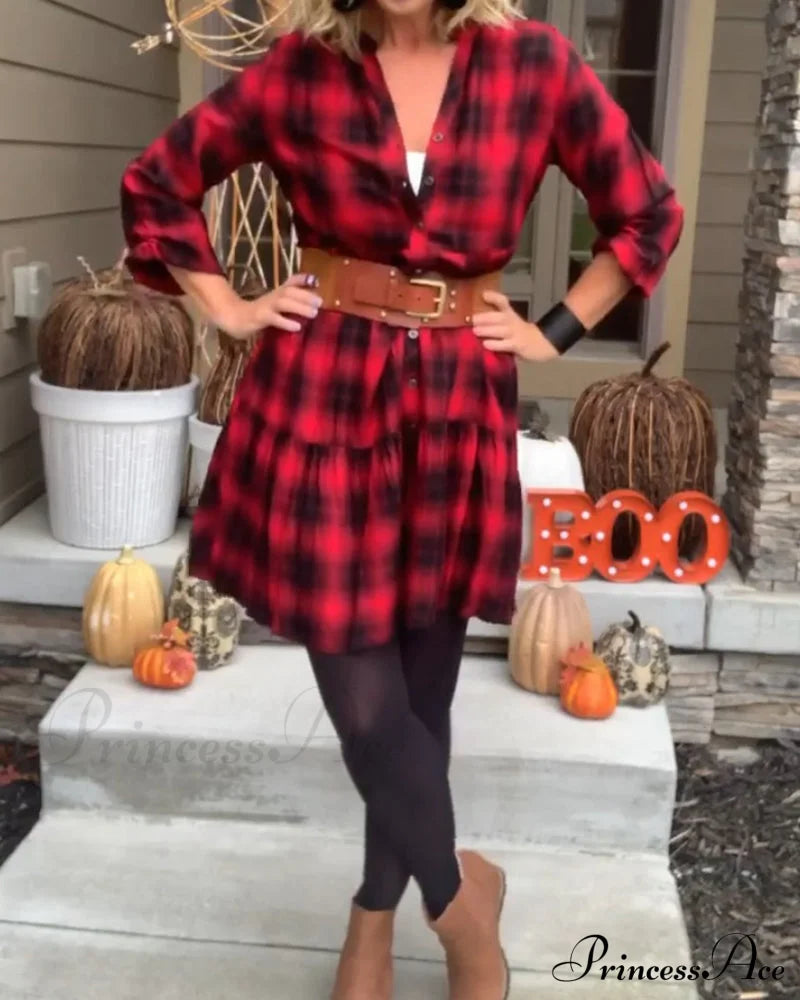 Casual Plaid Shirt Dress image 3