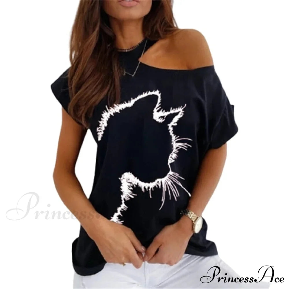 Casual Print Short Sleeve O-neck Tops image 1