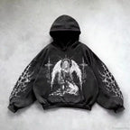 Casual Retro Gothic Printing Hoodie image 3