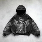 Casual Retro Gothic Printing Hoodie image 6