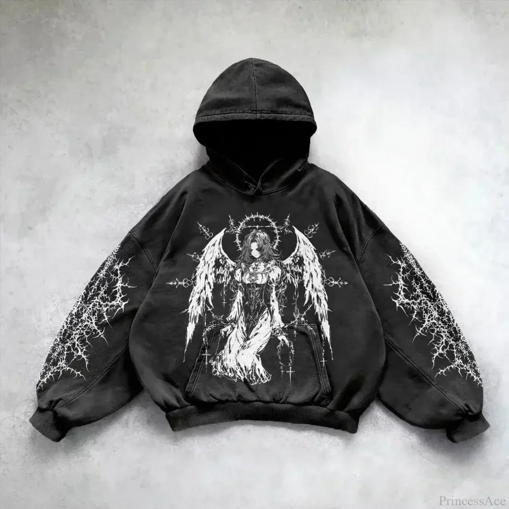 Casual Retro Gothic Printing Hoodie image 8