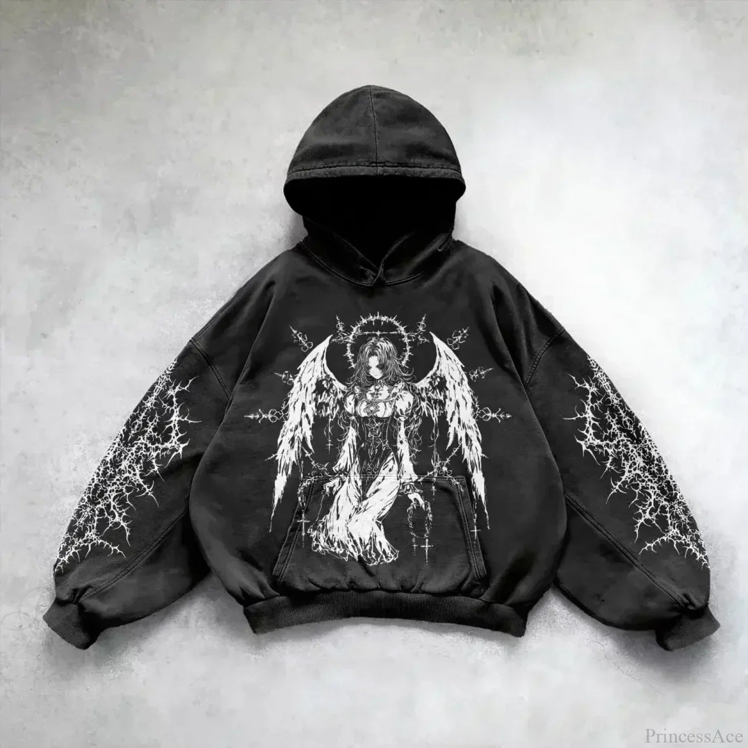 Casual Retro Gothic Printing Hoodie image 8