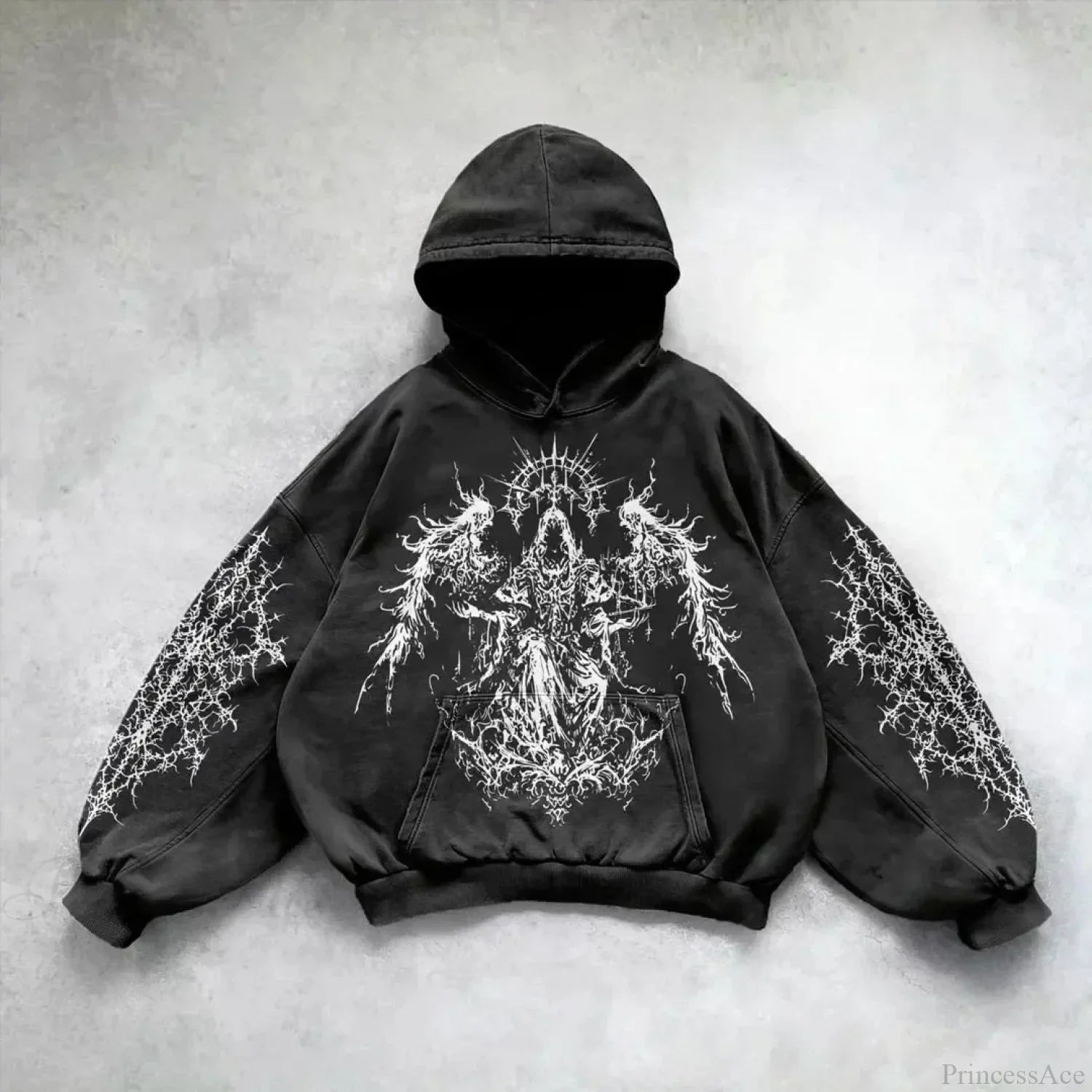 Casual Retro Gothic Printing Hoodie image 2