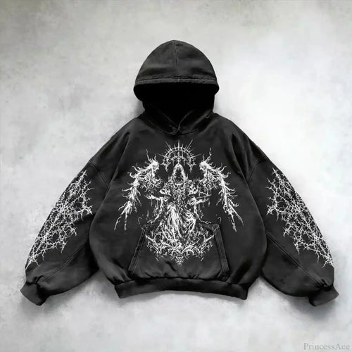 Casual Retro Gothic Printing Hoodie image 2