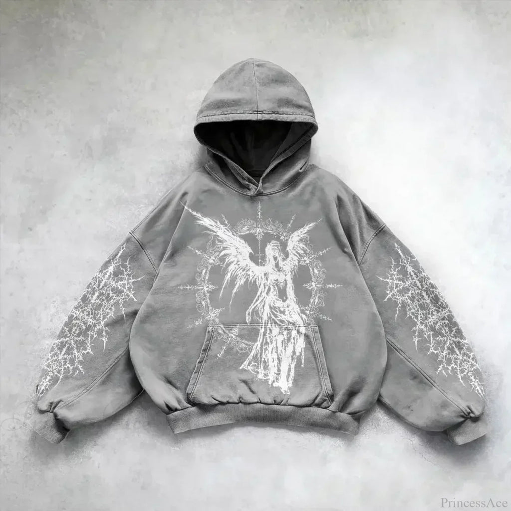 Casual Retro Gothic Printing Hoodie image 15