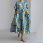 Casual Round Neck Floral Print Loose Long Summer Dress image 4