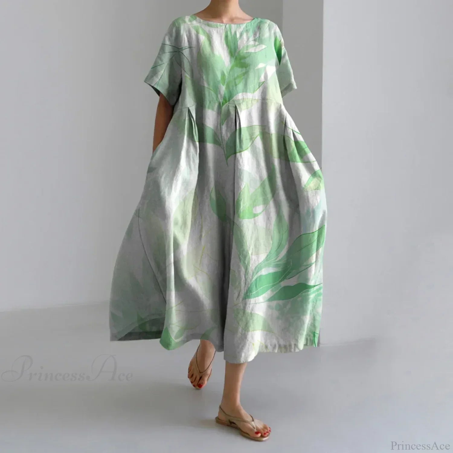 Casual Round Neck Floral Print Loose Long Summer Dress image 2