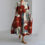 Casual Round Neck Floral Print Loose Long Summer Dress image 1