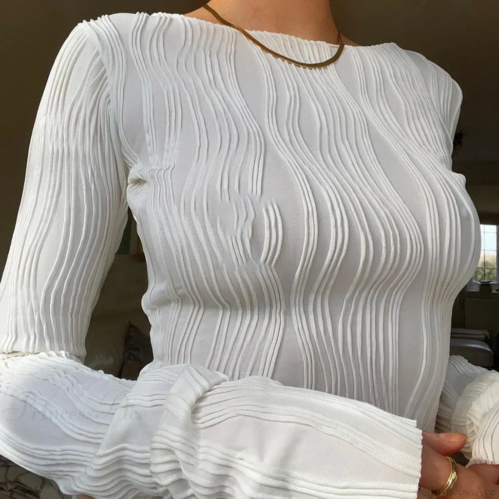 Casual Ruched Long Sleeve T-shirt Sweater image 6