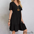 Casual Ruffle V Neck Midi Shift Dress for Women image 3