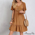 Casual Ruffle V Neck Midi Shift Dress for Women image 8