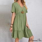 Casual Ruffle V Neck Midi Shift Dress for Women image 5