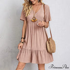 Casual Ruffle V Neck Midi Shift Dress for Women image 7