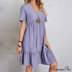 Casual Ruffle V Neck Midi Shift Dress for Women image 6