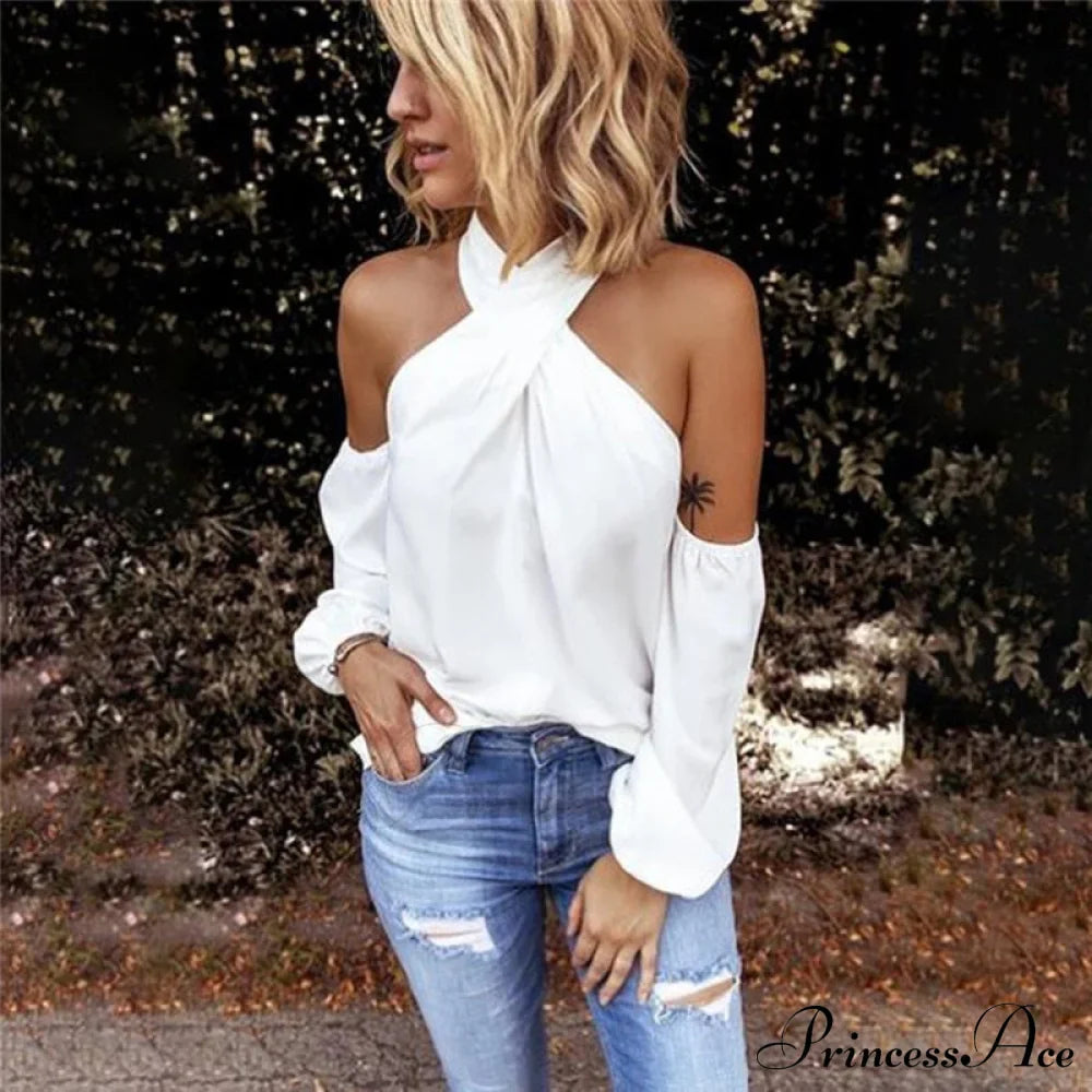 Casual Sexy Solid Color Halter Neck Strapless T-Shirt image 7
