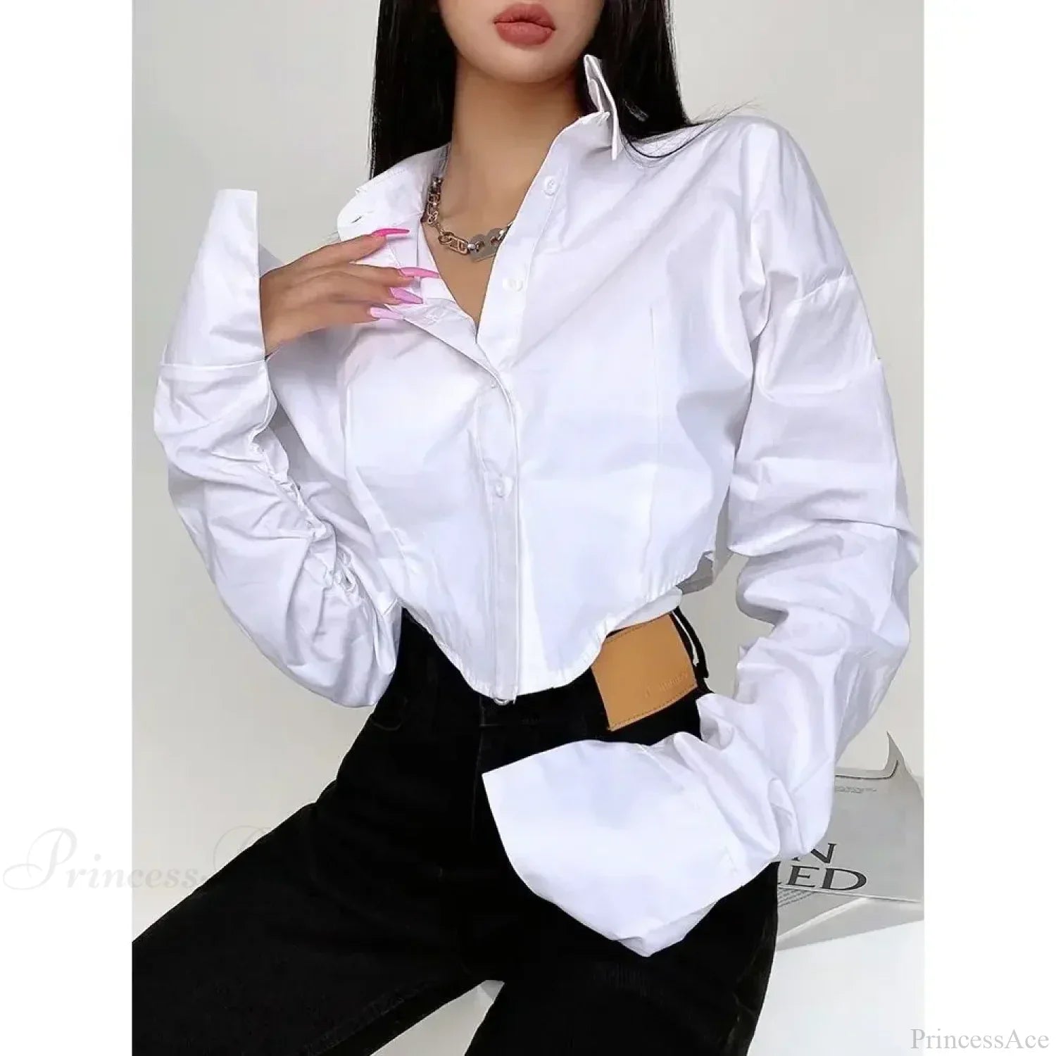 Casual Single Breasted Turn Down Collar Short Sleeve Blouse image 8