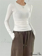 Casual Slim Fit Long Sleeve O-Neck Tops Spring Fall Knit Top image 2
