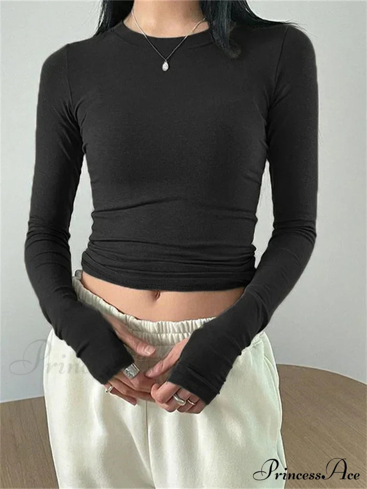 Casual Slim Fit Long Sleeve O-Neck Tops Spring Fall Knit Top image 5