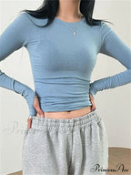 Casual Slim Fit Long Sleeve O-Neck Tops Spring Fall Knit Top image 6