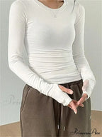Casual Slim Fit Long Sleeve O-Neck Tops Spring Fall Knit Top image 1