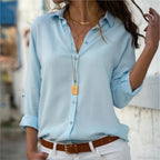 Casual Solid Color Long Sleeve Button Blouse image 6