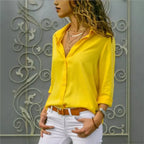 Casual Solid Color Long Sleeve Button Blouse image 1