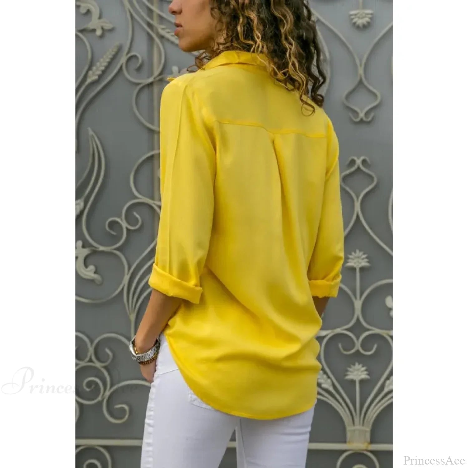 Casual Solid Color Long Sleeve Button Blouse image 2