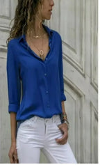 Casual Solid Color Long Sleeve Button Blouse image 8
