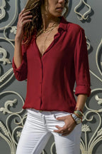 Casual Solid Color Long Sleeve Button Blouse image 12