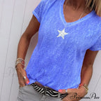 Casual Solid Color Short Sleeve V Neck T-shirt image 12