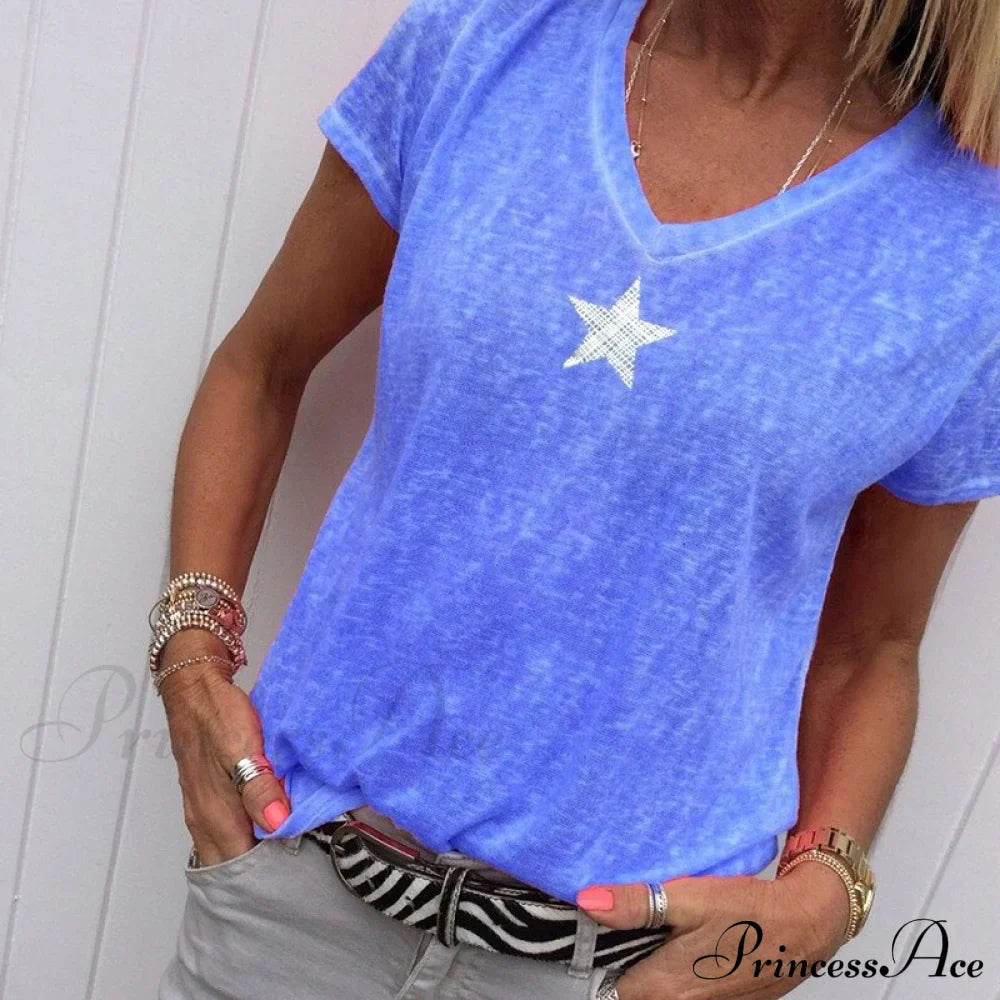Casual Solid Color Short Sleeve V Neck T-shirt image 12