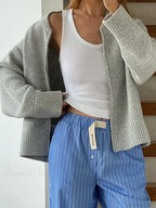 Casual Solid Slim Zipper Cardigan image 1