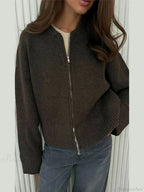 Casual Solid Slim Zipper Cardigan image 4