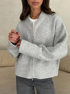 Casual Solid Slim Zipper Cardigan image 6