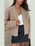 Casual Solid Slim Zipper Cardigan image 7