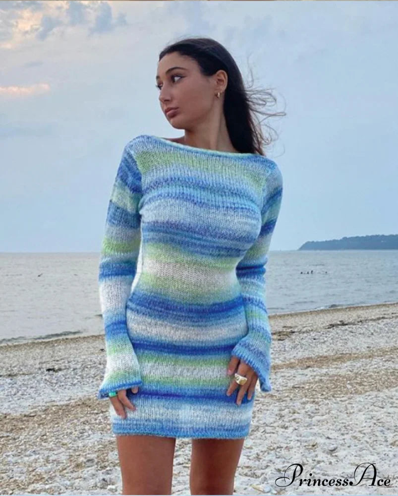 Casual Summer Stripe Knit Bodycon Dress for Women image 3