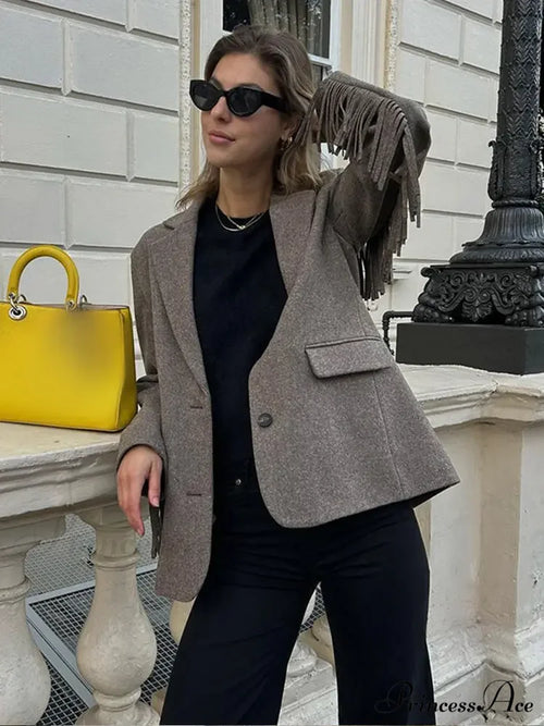 Casual Tassels Patchwork Long Sleeves Lapel Single Breasted Buckle Slim Stylish Coat image 1