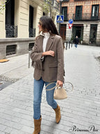 Casual Tassels Patchwork Long Sleeves Lapel Single Breasted Buckle Slim Stylish Coat image 4