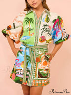 Casual Unique Printed Charming Shirt Cardigan Dress image 3