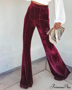 Casual Velvet High Waist Flared Pants image 2